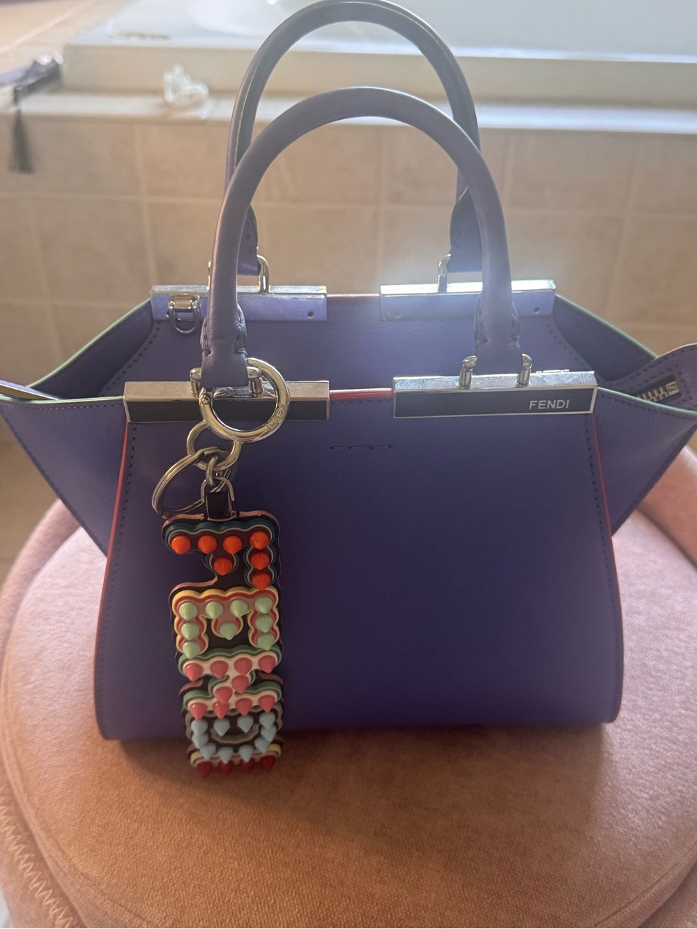 Fendi Purple Mini Satchel with Colorful Charm